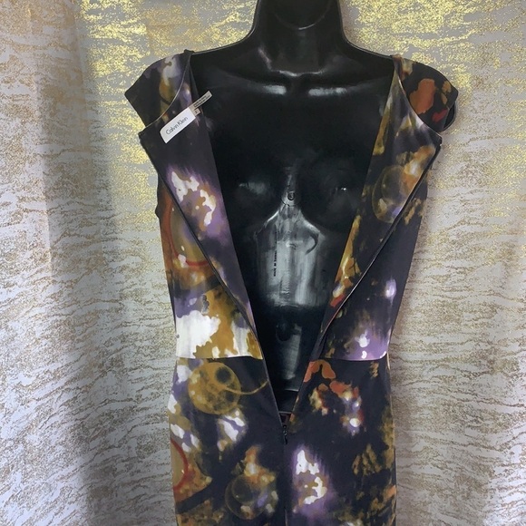 Calvin Klein black/purple Sleeveless geometric pattern sheath dress size 2 - Picture 7 of 11